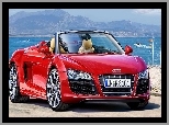 Woda, Góry, Audi R8, Czerwone, Cabrio